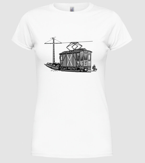 Trenuri model alb pe tricou