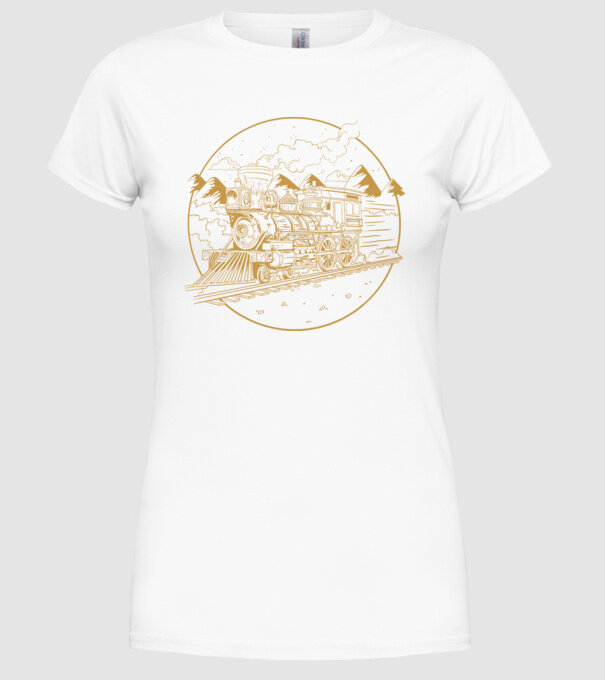 Trenuri model alb pe tricou