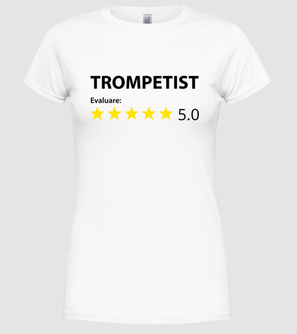 trompetist evaluare model alb pe tricou
