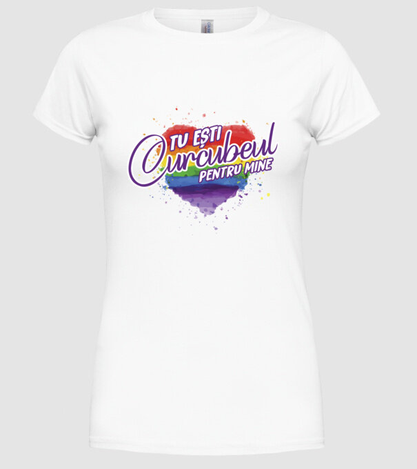 Tu ești curcubeul pentru mine model alb pe tricou