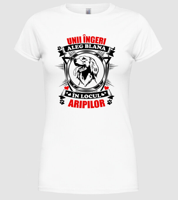 unii îngeri aleg blana în locul aripilor model alb pe tricou
