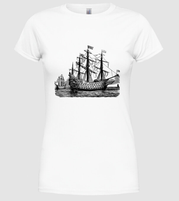 Vapoare model alb pe tricou