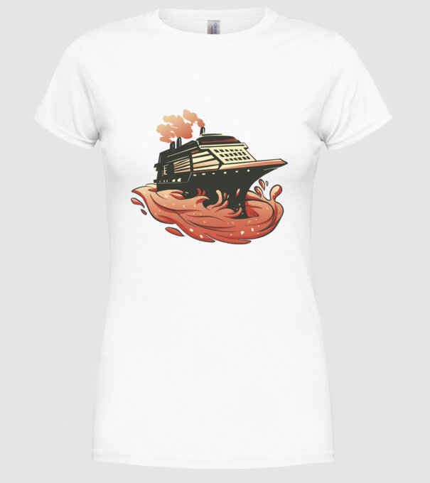 Vapoare model alb pe tricou