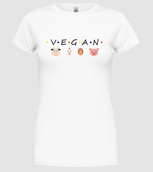 Vegan friends model alb pe tricou