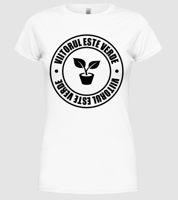 Viitorul este verde model alb pe tricou