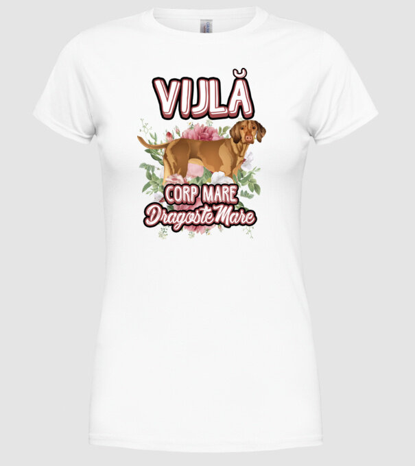 vijlă - corp mare, dragoste mare model alb pe tricou