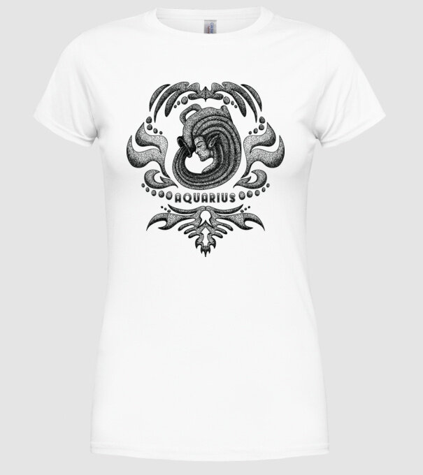 Vintage zodiac aquarius model alb pe tricou