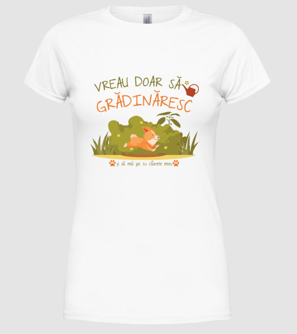 vreau doar să grădinăresc model alb pe tricou