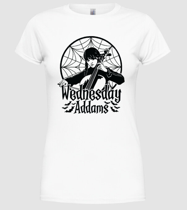 Wednesday Window model alb pe tricou
