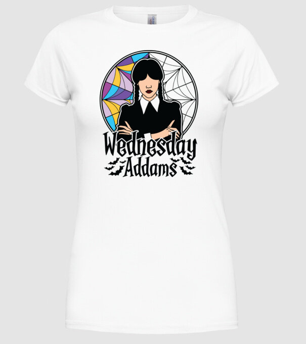 Wednesday Window colorful model alb pe tricou