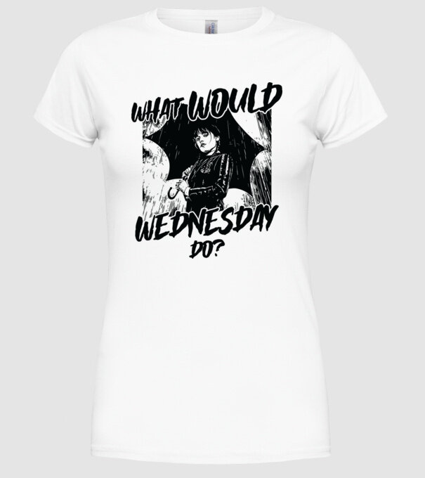 What would Wednesday do model alb pe tricou