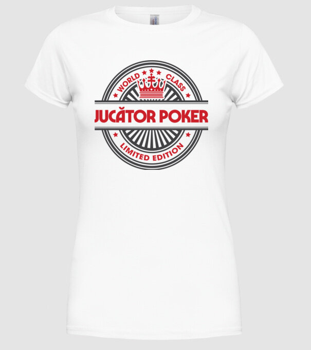 jucător poker model alb pe tricou