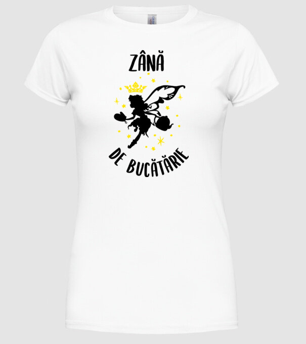 zână de bucătărie model alb pe tricou