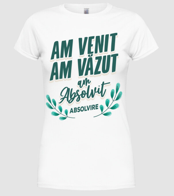 Absolvire model alb pe tricou