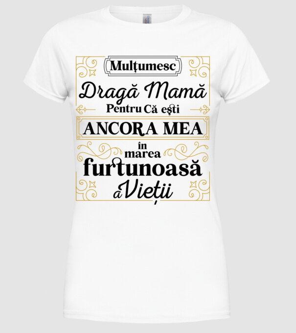 Ancora mea model alb pe tricou