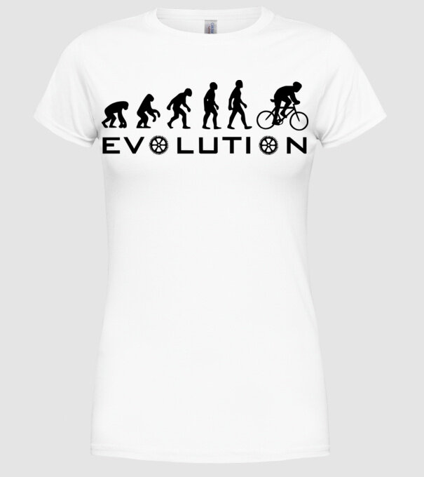 Bike evolution model alb pe tricou