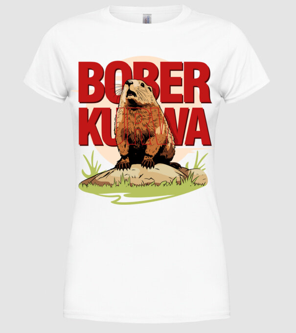 BOBER model alb pe tricou