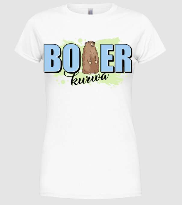 Bober Kurwa model alb pe tricou