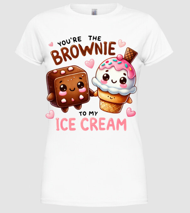 Brownie to my Ice Cream model alb pe tricou