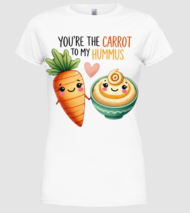 Carrot to my Hummus model alb pe tricou