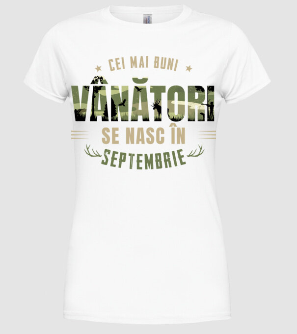 Cei mai buni vânători se nasc în septembrie model alb pe tricou