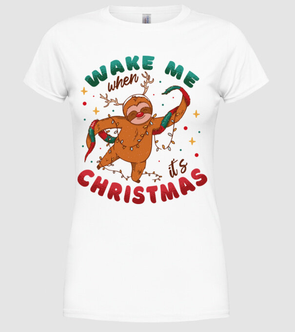 Christmas Sloth model alb pe tricou