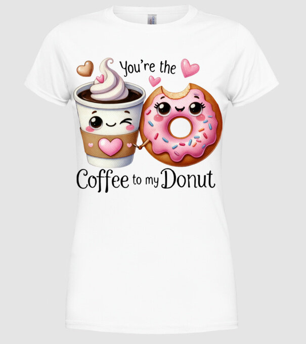 Coffee to my Donut model alb pe tricou