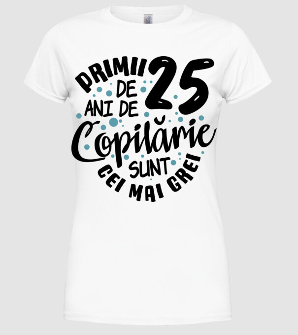 Copilărie 25 de ani model alb pe tricou