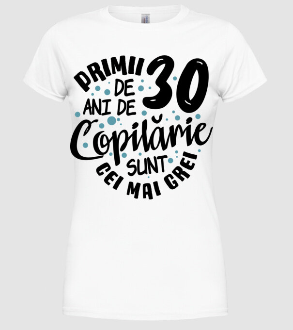 Copilărie 30 de ani model alb pe tricou