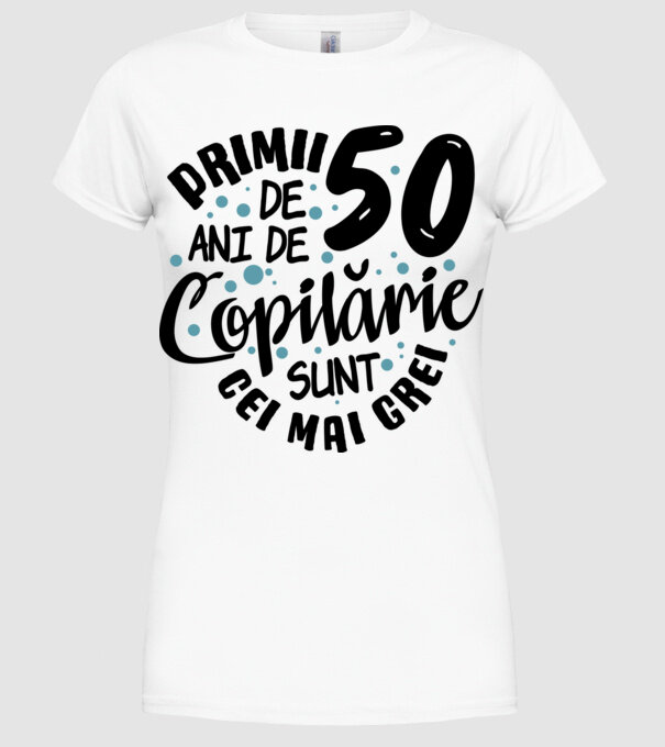 Copilărie 50 de ani model alb pe tricou