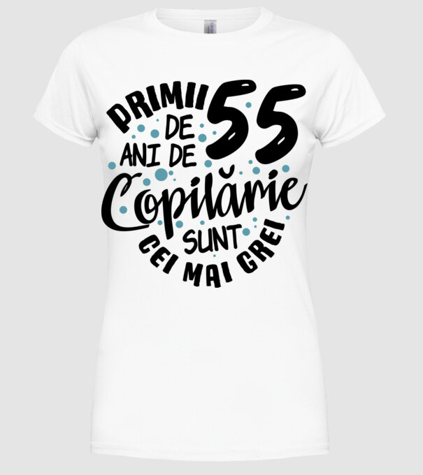 Copilărie 55 de ani model alb pe tricou