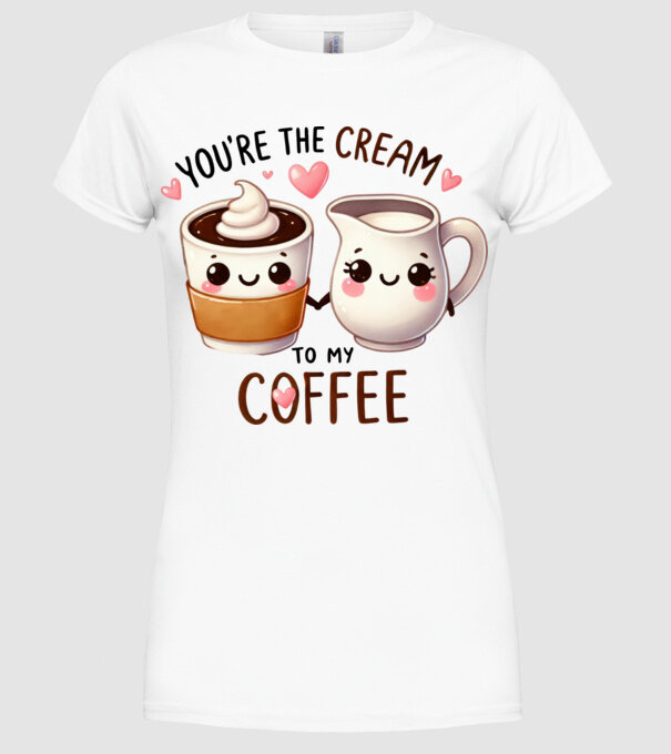 Cream to my Coffee model alb pe tricou