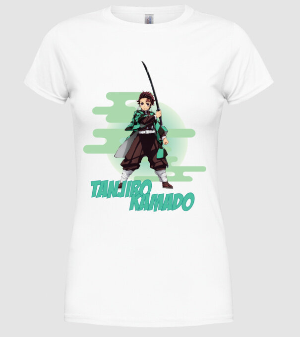 Demon Slayer Tanjiro model alb pe tricou