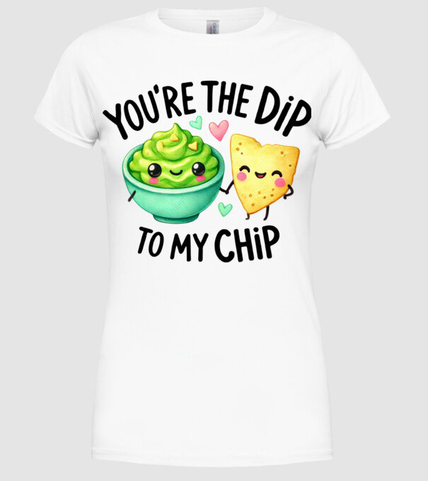 Dip to my Chip model alb pe tricou