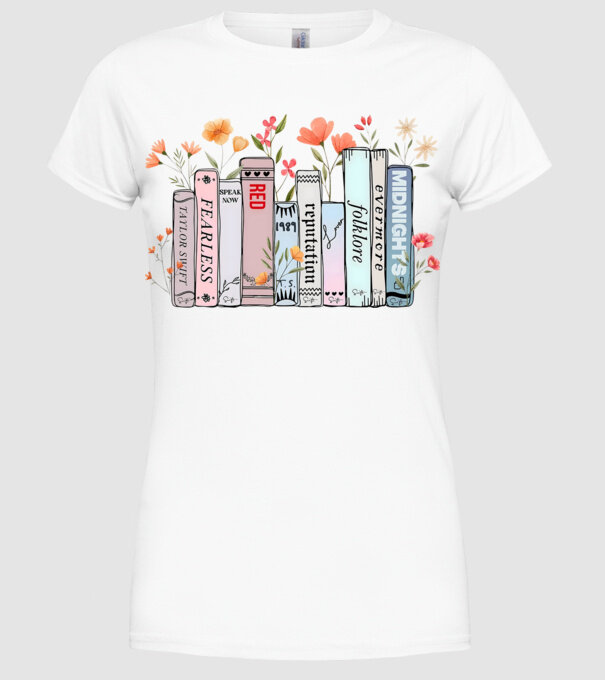 Eras tour books color model alb pe tricou