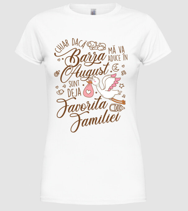 Favorita familiei AUGUST model alb pe tricou