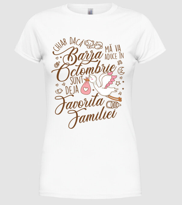 Favorita familiei OCTOMBRIE model alb pe tricou