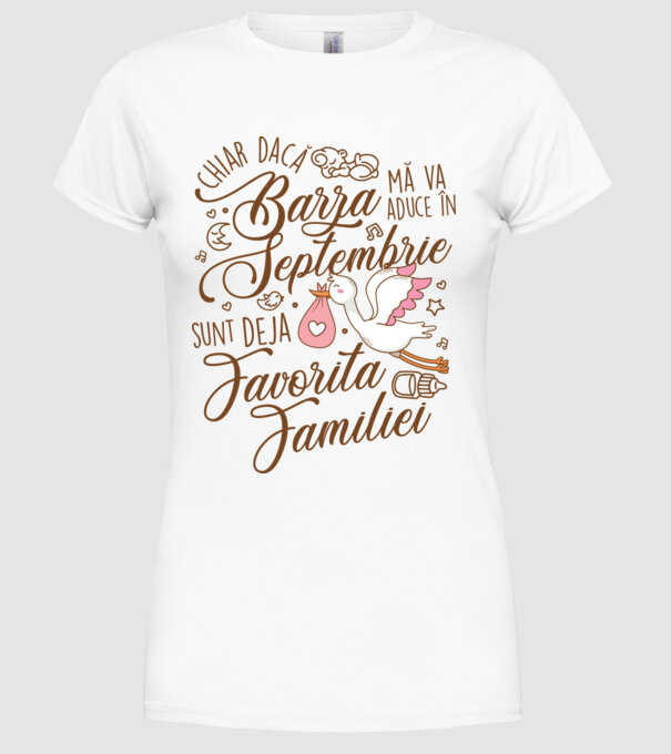 Favorita familiei SEPTEMBRIE model alb pe tricou