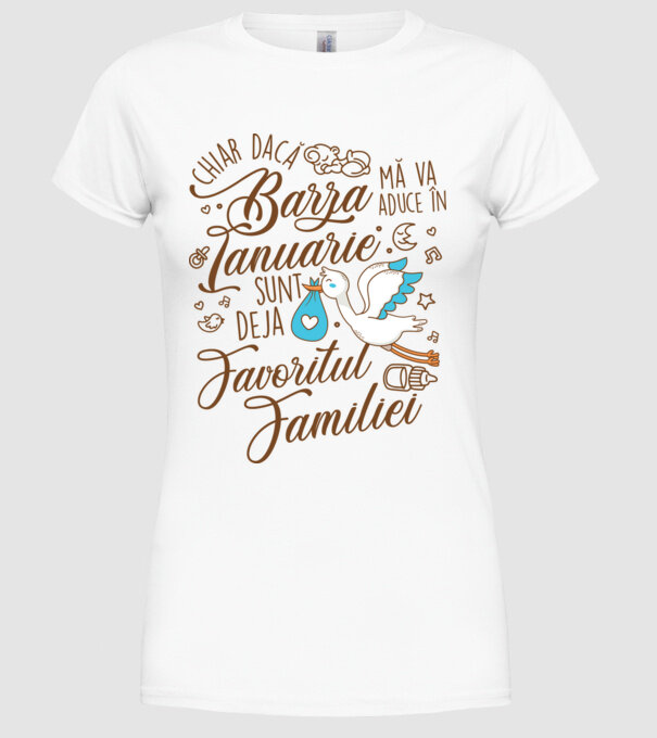 Favoritul familiei IANUARIE model alb pe tricou
