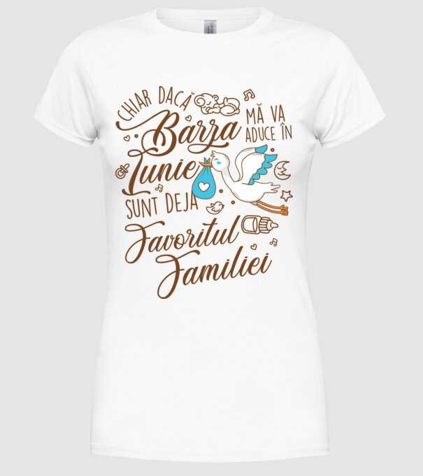 Favoritul familiei IUNIE model alb pe tricou