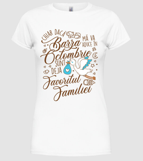 Favoritul familiei OCTOMBRIE model alb pe tricou