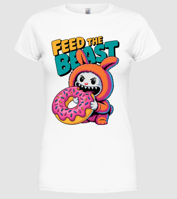 Feed the beast model alb pe tricou