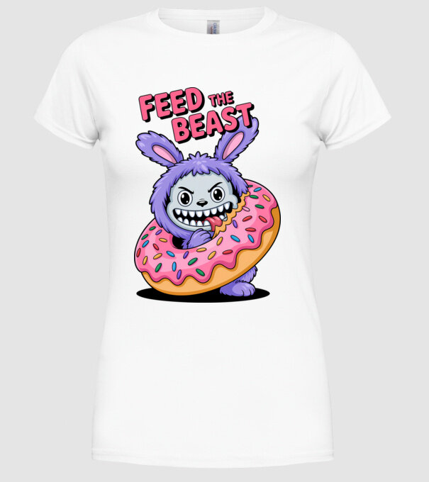 Feed the beast model alb pe tricou