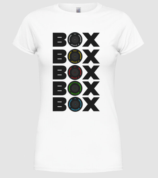 Forma1 box model alb pe tricou