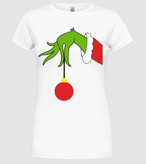 Grinch hand model alb pe tricou