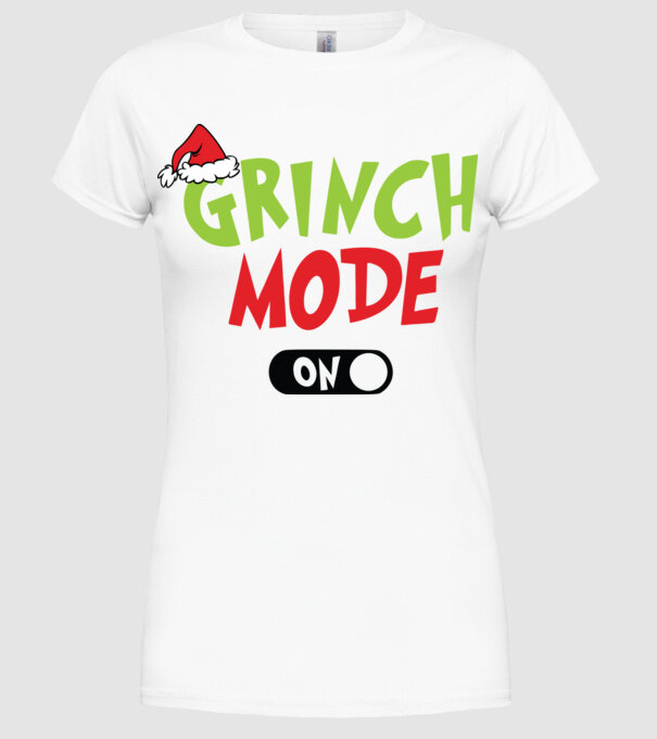 Grinch Mode model alb pe tricou