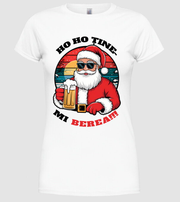 Ho ho ține mi berea! alb model alb pe tricou