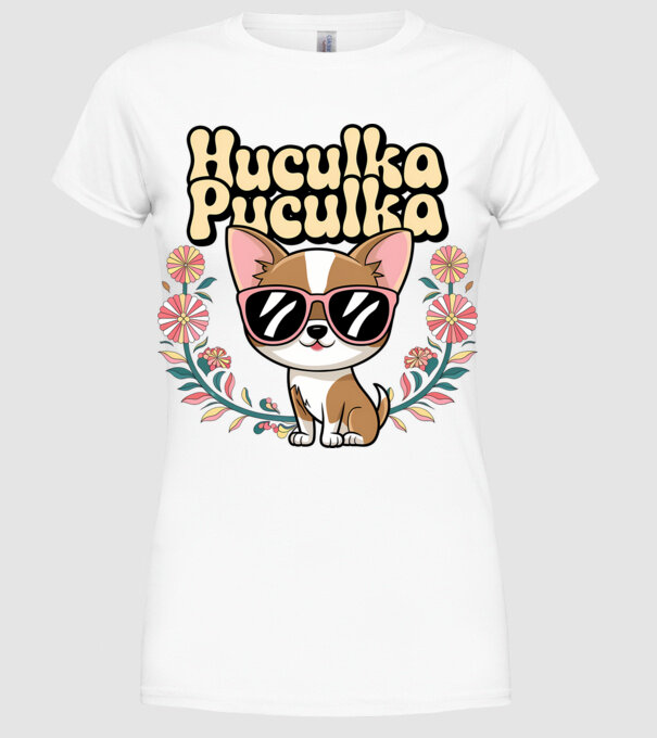 Huculka Puculka câine 1 model alb pe tricou