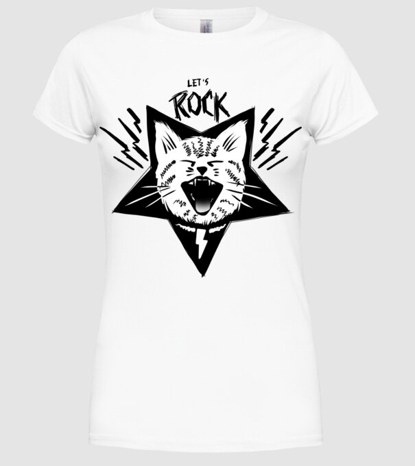 Let's Rock model alb pe tricou