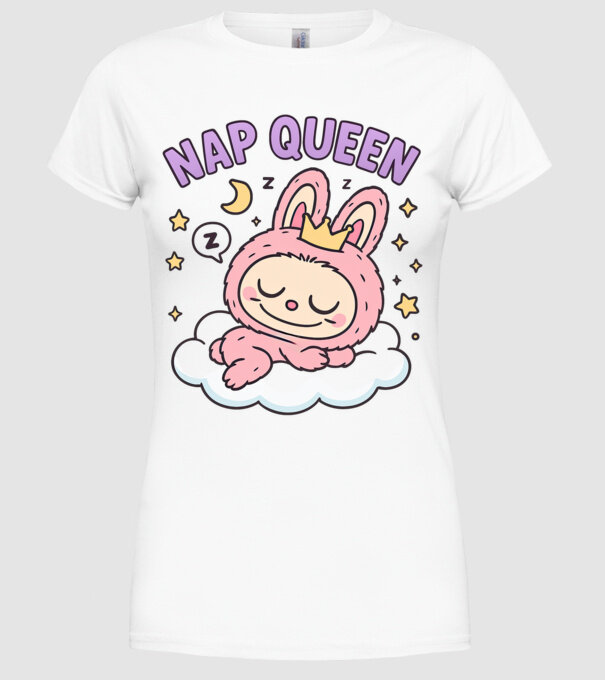 Nap Queen model alb pe tricou